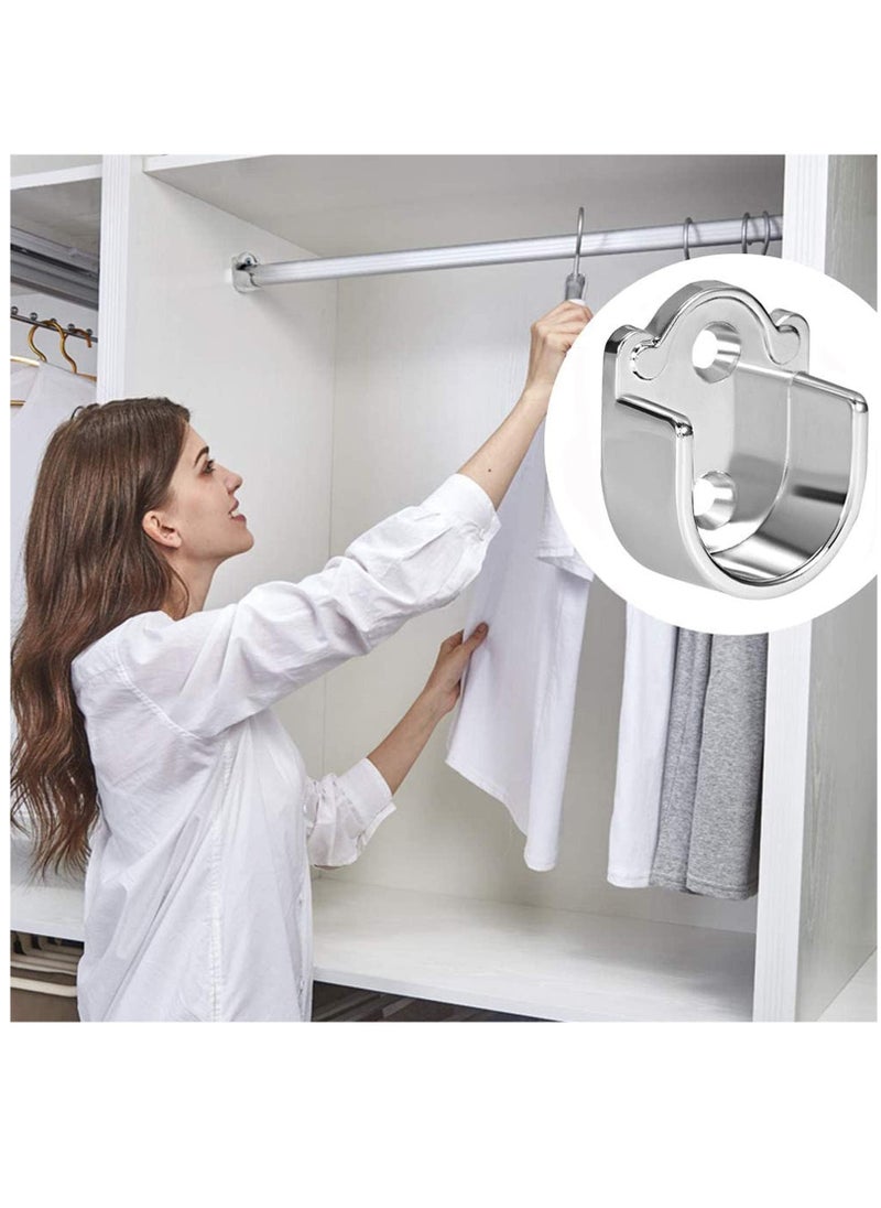 Excefore - Closet Rod End Support, 8 Pcs Stainless Steel Heavy Duty Closet Pole Sockets, Flange Rod Holder with Screws, Easy Installation Or Quick Removal Shower Curtain Hanging Tube Rod Bracket, 19mm - Image 1