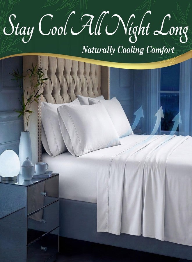 DECOLURE 100% Viscose Derived from Bamboo Sheets Queen Size - Luxury 6 Pc Naturally Cooling Sheets, Ultra Soft Bed Set - Deep 17" Pockets, Durable Double Stitching, Oeko Tex Standard (White) - Image 3