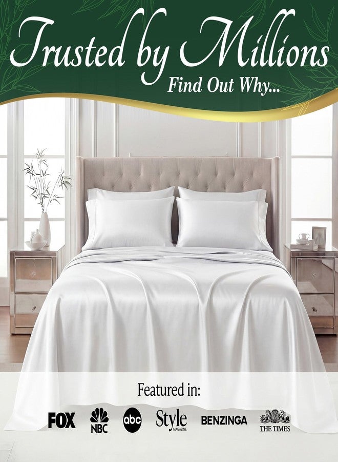 DECOLURE 100% Viscose Derived from Bamboo Sheets Queen Size - Luxury 6 Pc Naturally Cooling Sheets, Ultra Soft Bed Set - Deep 17" Pockets, Durable Double Stitching, Oeko Tex Standard (White) - Image 5