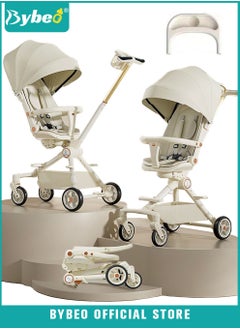 Lightweight Baby Stroller, Multifunctional Travel Cabin, One-Hand Folding Babies Strollers for Newborn, Infant, Kids with Dinner Plate, Sunshade and 175-Degree Adjustable  Reversible Reclining Seat