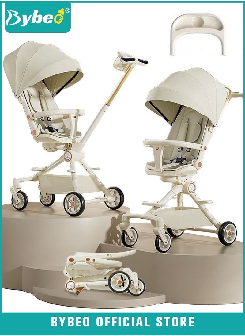 Generic - Lightweight Baby Stroller, Multifunctional Travel Cabin, One-Hand Folding Babies Strollers for Newborn, Infant, Kids with Dinner Plate, Sunshade and 175-Degree Adjustable  Reversible Reclining Seat - Image 1