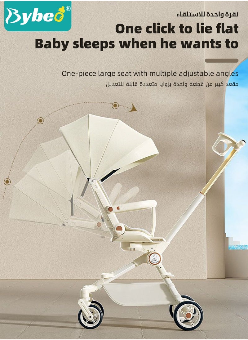 Generic - Lightweight Baby Stroller, Multifunctional Travel Cabin, One-Hand Folding Babies Strollers for Newborn, Infant, Kids with Dinner Plate, Sunshade and 175-Degree Adjustable  Reversible Reclining Seat - Image 1
