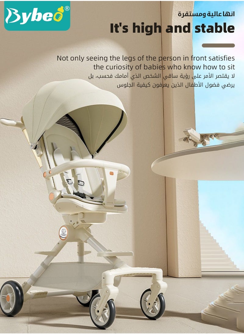 Generic - Lightweight Baby Stroller, Multifunctional Travel Cabin, One-Hand Folding Babies Strollers for Newborn, Infant, Kids with Dinner Plate, Sunshade and 175-Degree Adjustable  Reversible Reclining Seat - Image 1