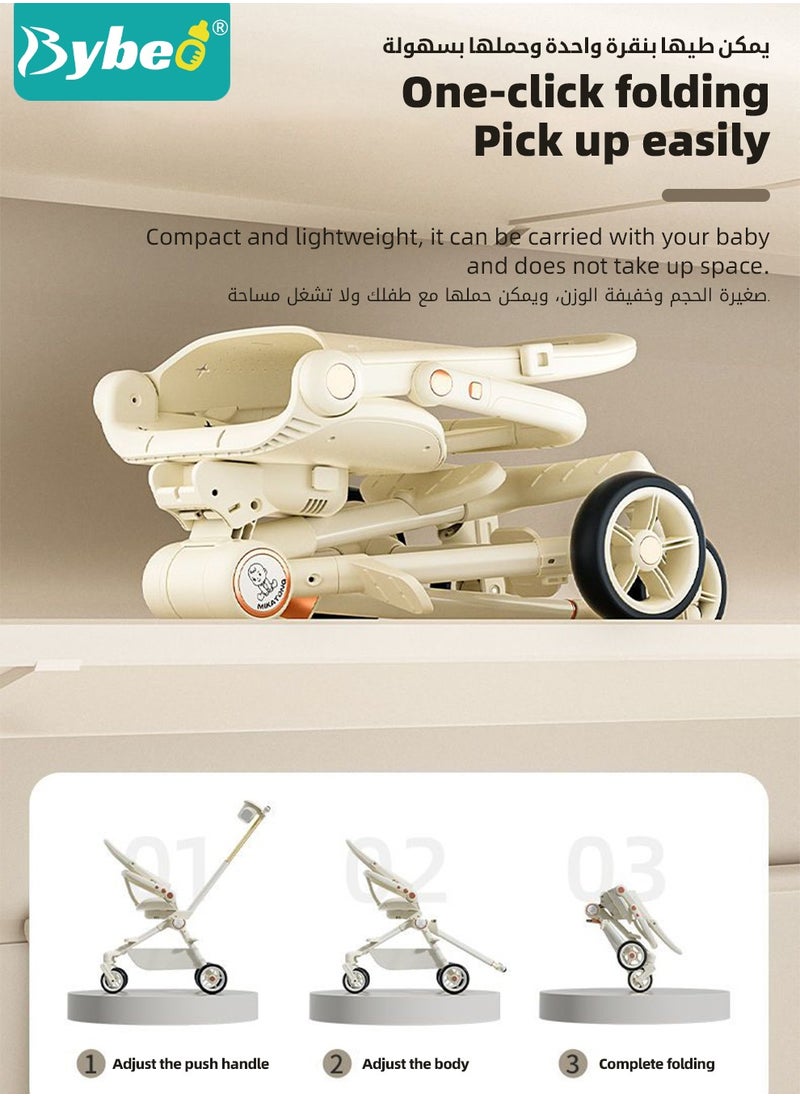 Generic - Lightweight Baby Stroller, Multifunctional Travel Cabin, One-Hand Folding Babies Strollers for Newborn, Infant, Kids with Dinner Plate, Sunshade and 175-Degree Adjustable  Reversible Reclining Seat - Image 1