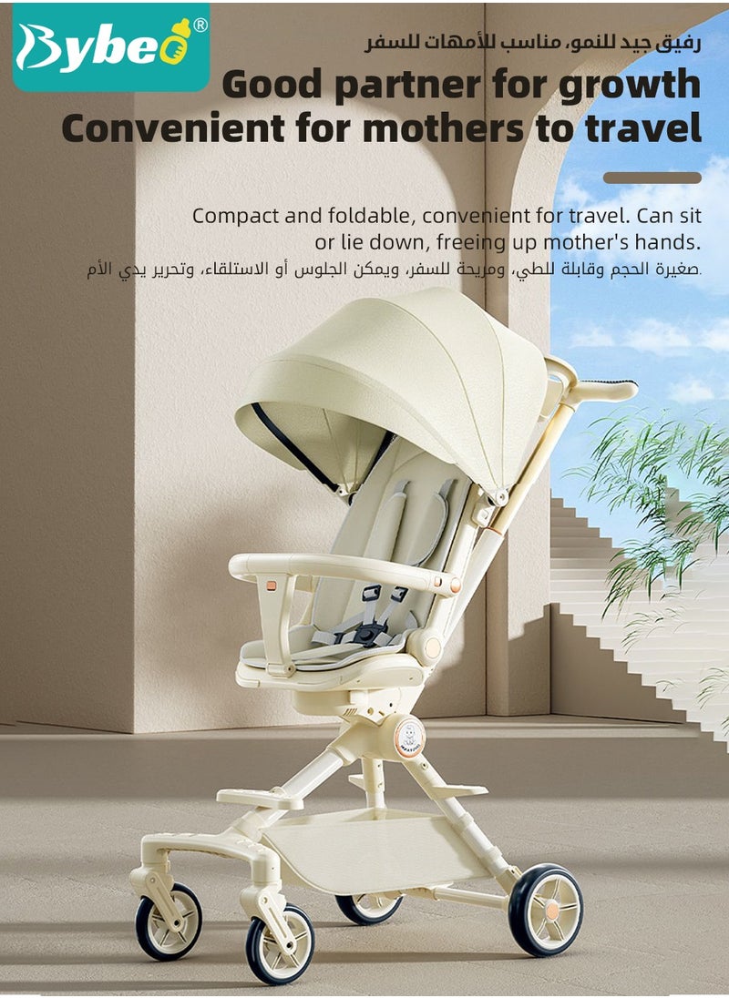 Generic - Lightweight Baby Stroller, Multifunctional Travel Cabin, One-Hand Folding Babies Strollers for Newborn, Infant, Kids with Dinner Plate, Sunshade and 175-Degree Adjustable  Reversible Reclining Seat - Image 1