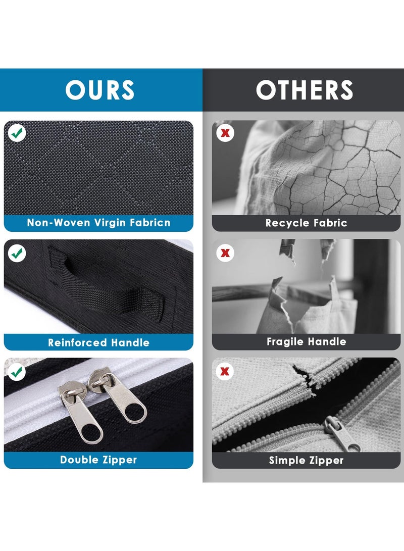 فاصولا عبوة من قطعتين اكياس تخزين تحت السرير، صندوق تخزين كبير تحت السرير، صناديق تخزين قابلة للطي مع اغطية، شنطة تخزين قماشية للملابس واللحاف والبطانيات واغطية السرير (اسود) - Image 5