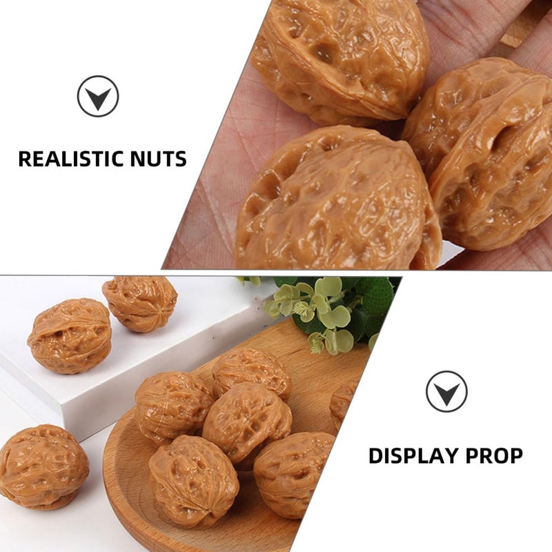 6 Lifelike Artificial Walnut Models Faux Nut Decorations For Home Party Centerpiece - Image 4