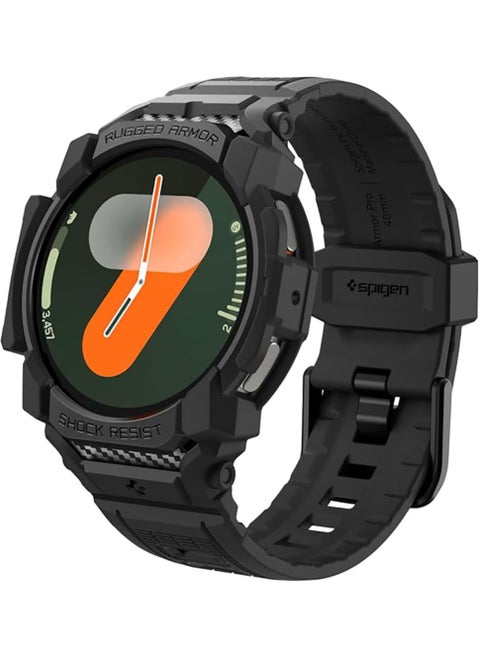 Rugged Armor Pro for Samsung Galaxy Watch 7 40mm Case with Band (2024) - Matte Black