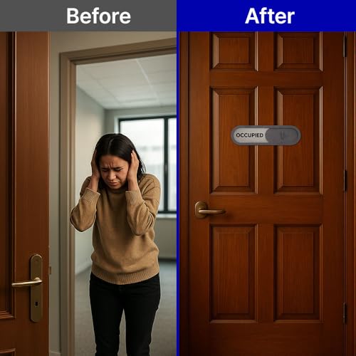 GEEKBEAR Vacant Occupied Slider Door Sign for Home Office - Premium MDF, 7.5 x 2.2 in (Brown) - Image 5
