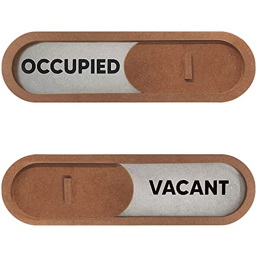GEEKBEAR Vacant Occupied Slider Door Sign for Home Office - Premium MDF, 7.5 x 2.2 in (Brown) - Image 1