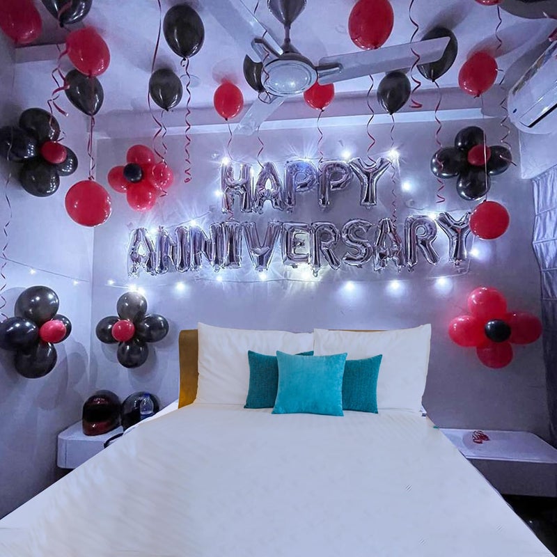 1iAM Red and Black Anniversary Decoration With 30pcs Metallic balloons- Set of 39 - Image 1