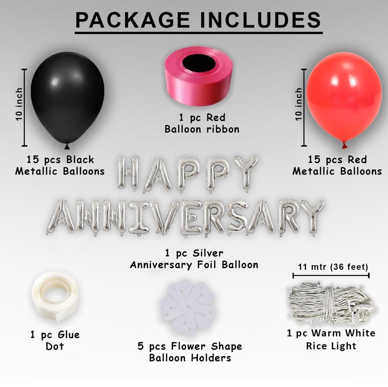 1iAM Red and Black Anniversary Decoration With 30pcs Metallic balloons- Set of 39 - Image 2