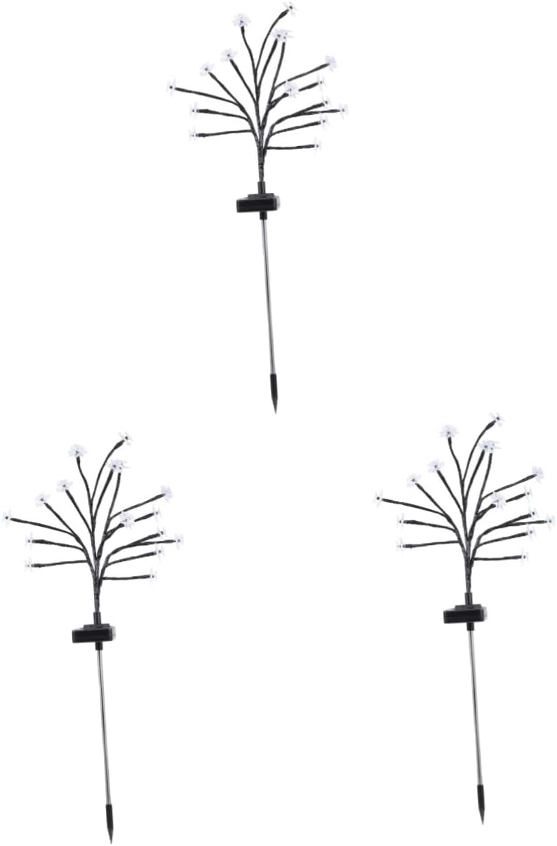 klarako 3pcs Lamp Delicate for Energy LED Lotus Solar-Powered Tree Ornament Creative Heads Patio Decoration Yard Ground Driveway Shape Lighting Solar Flower Stake Decorative Outside - Image 1