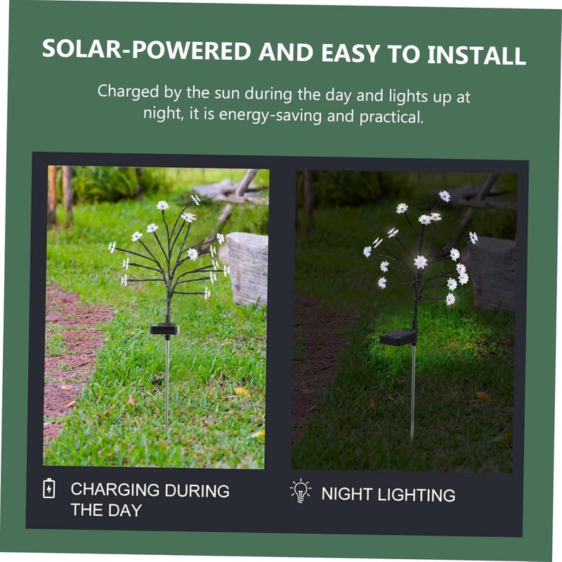 klarako 3pcs Lamp Delicate for Energy LED Lotus Solar-Powered Tree Ornament Creative Heads Patio Decoration Yard Ground Driveway Shape Lighting Solar Flower Stake Decorative Outside - Image 5