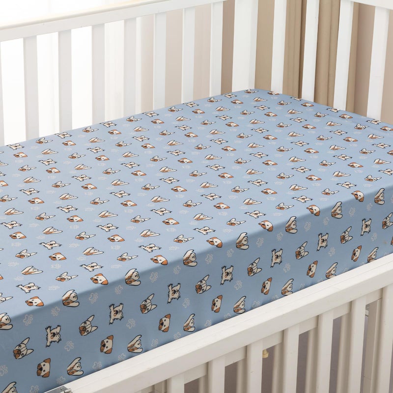 PHF 3 Pack Soft Pet Dogs Crib Sheets Fitted, Comfy Breathable Baby Sheets for Boys Girls, 28x52 Inches Fits Standard Crib and Toddler Mattresses, Pet Dogs - Image 3