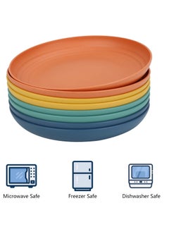 Generic Reusable Dinner Plates Set of 8 Alternative for Plastic Plates Microwave and Dishwasher Safe Wheat Straw Plates for Kitchen Unbreakable Kids Plates with 4 Colors  - Image 3