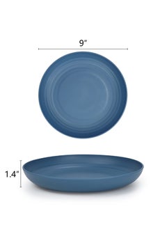 Generic Reusable Dinner Plates Set of 8 Alternative for Plastic Plates Microwave and Dishwasher Safe Wheat Straw Plates for Kitchen Unbreakable Kids Plates with 4 Colors  - Image 2