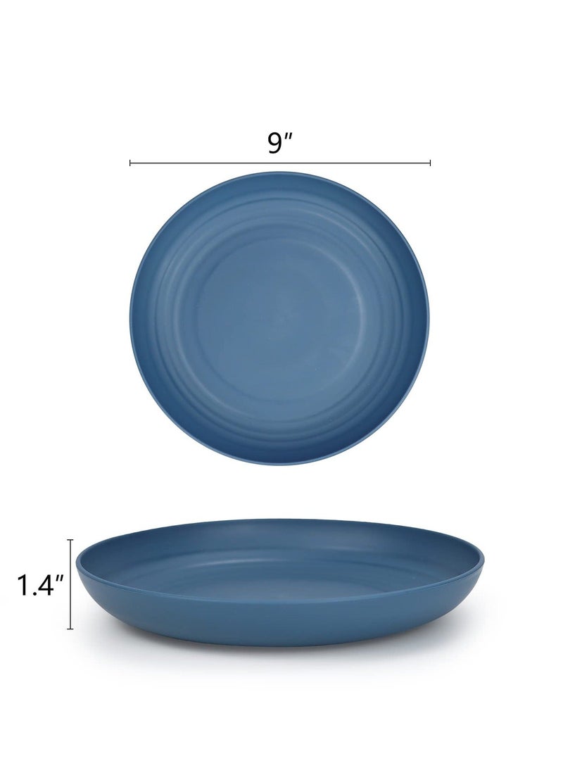 Reusable Dinner Plates Set of 8 Alternative for Plastic Plates Microwave and Dishwasher Safe Wheat Straw Plates for Kitchen Unbreakable Kids Plates with 4 Colors - Image 2