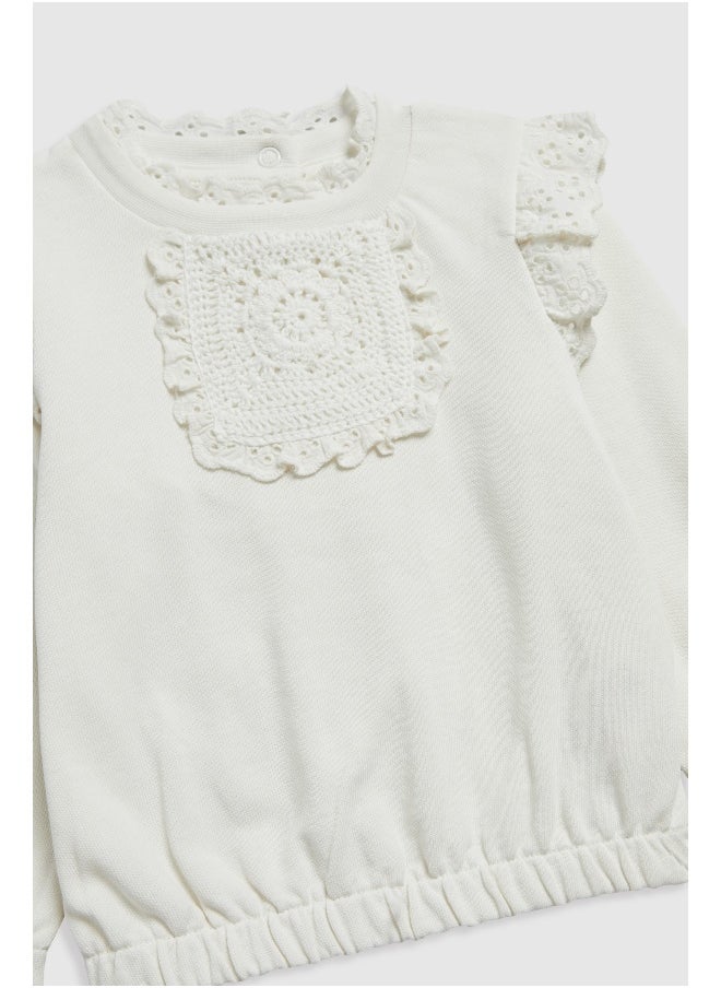 mothercare Cream Crochet Sweat Top  - Image 2