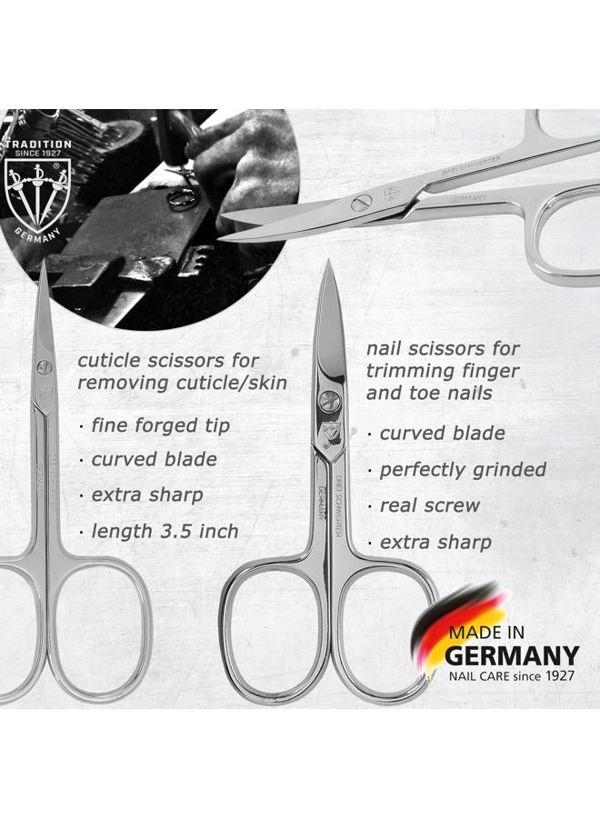 3 Swords Germany brand quality 12 piece manicure pedicure grooming kit set for professional finger & toe nail care with black genuine leather case - Made in Germany - Image 2
