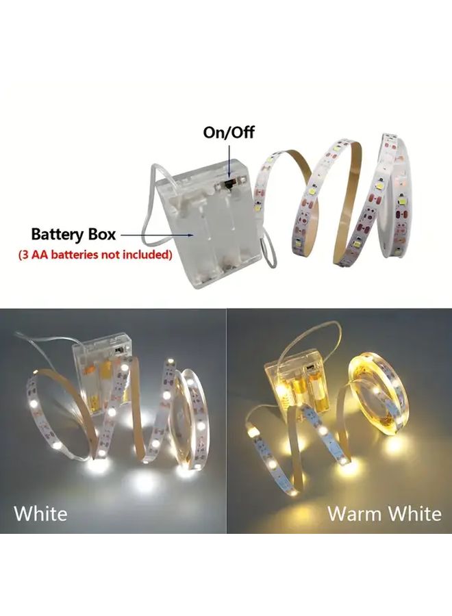 شرائط إضاءة LED تعمل بالبطارية 3 28 قدم 6500 كلفن أبيض مفتاح تبديل لاسلكي لإضاءة خلفية التلفزيون وديكور المنزل - Image 2
