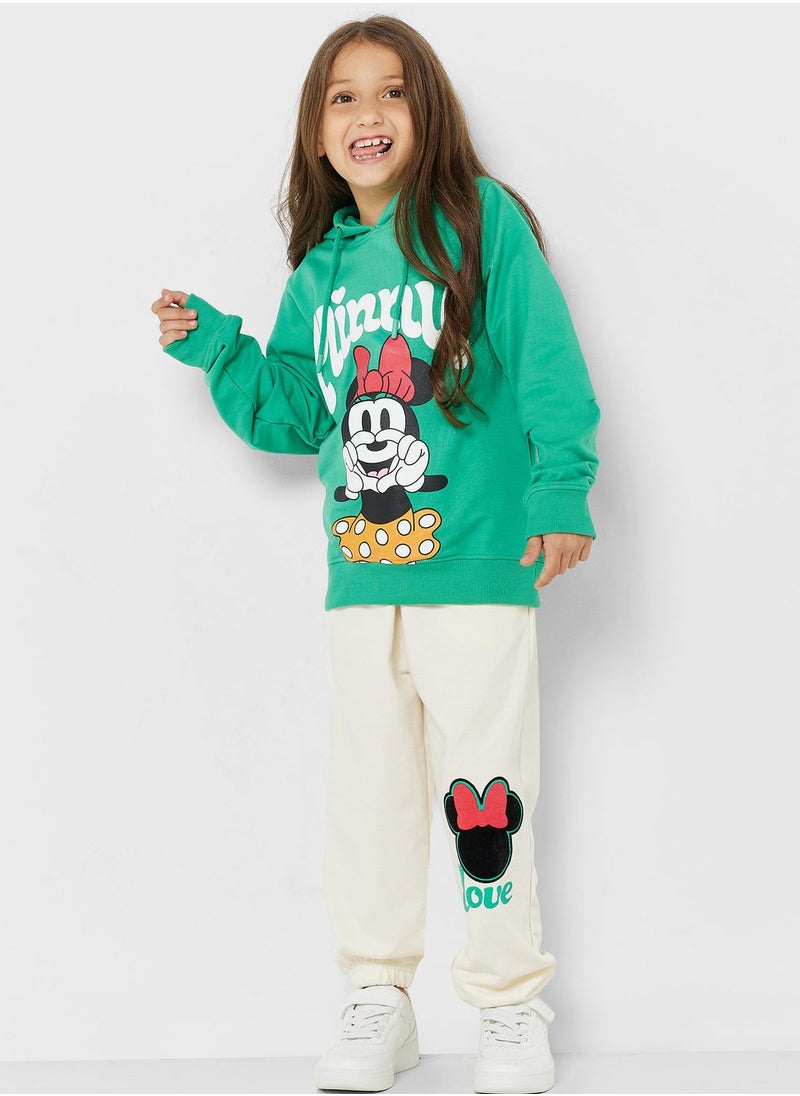 Disney Minnie Mouse - Girls Disney Minnie Mouse Printed Hoodie And Jogger Set - Image 1