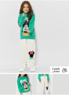 Girls Disney Minnie Mouse Printed Hoodie And Jogger Set