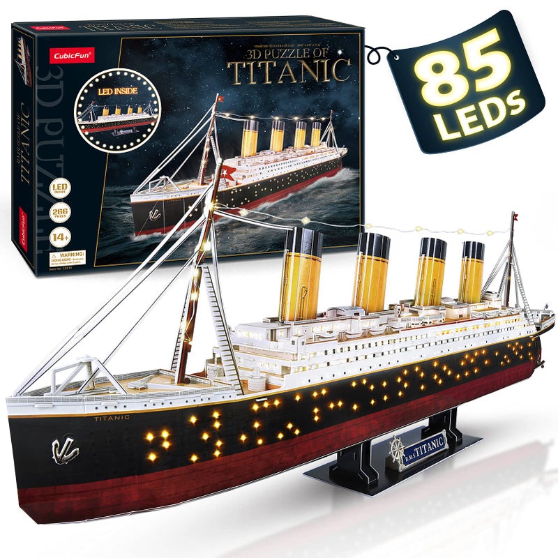 CubicFun Titanic 3D LED Puzzles for Adults 88 CM 266 Pieces,Titanic Toys for Adults Teens, Home Decor Birthday Gifts Adults Easter Gifts Teacher Gifts - Image 1