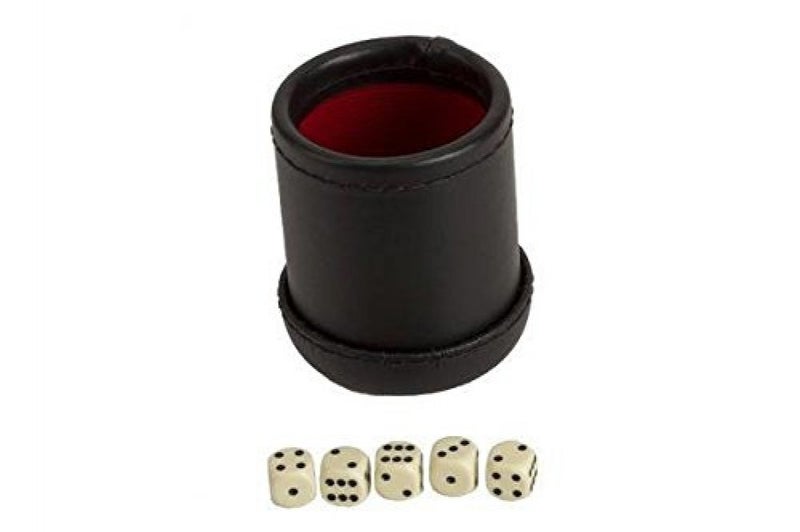 CHH 4" Deluxe Dice Cup with 5 Standard Dice, Black/Cream Color - Image 3