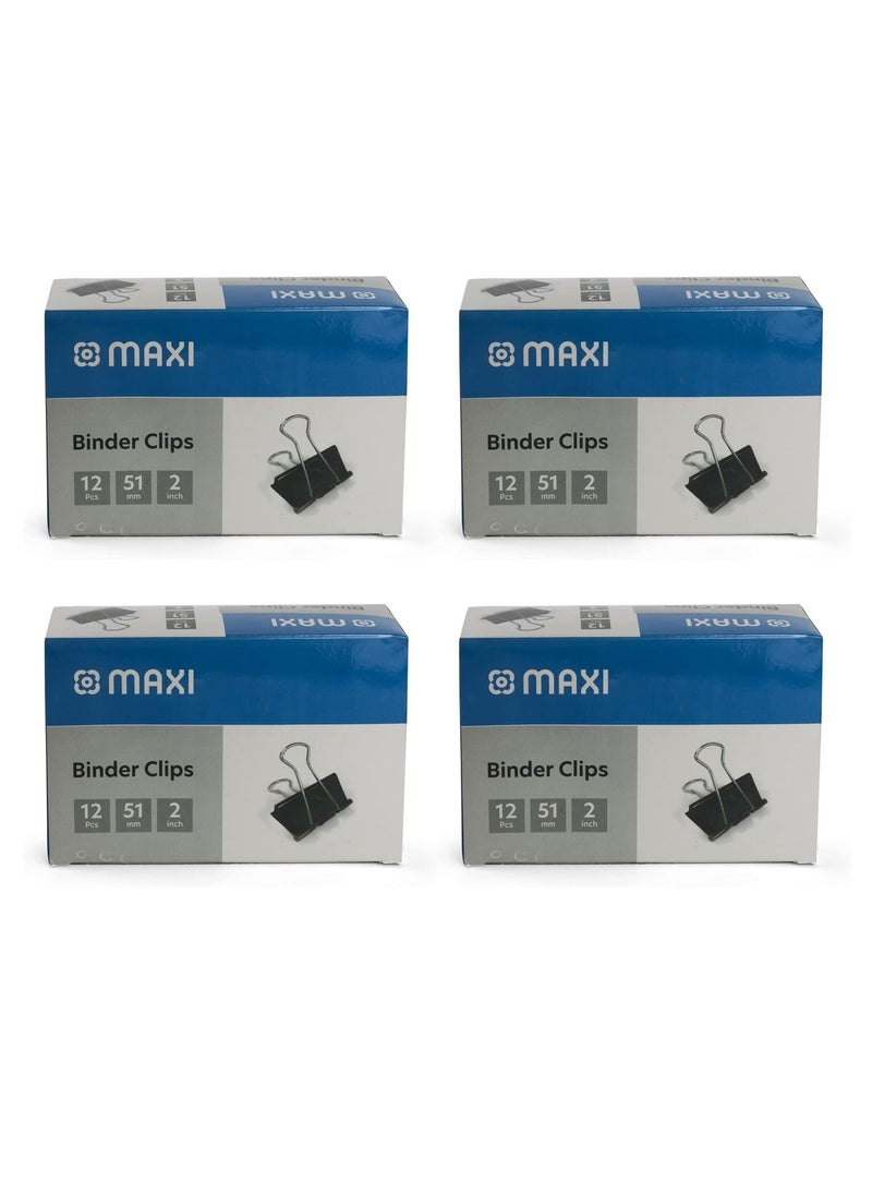 Maxi 48-Piece Binder Clip 51mm Size Black  - Image 1