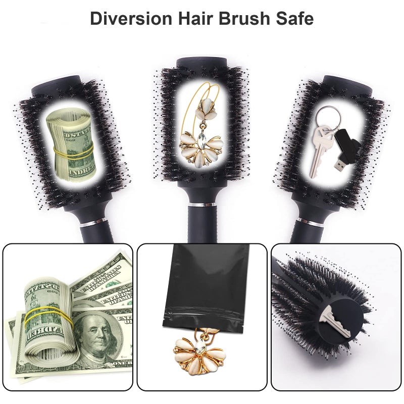 Charmonic Hair Brush, Travel Safe Round Brush, Safe Brush with Discreet Removable Lid with Smell Proof Bag Can Protection Small Jewelry, Key, Money or Valuables, Portable Storage Hair Brush (1 Pack) - Image 2