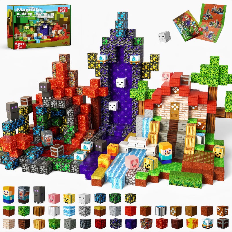 Magnetopia Magnetic Blocks 200PCS Magnetic Blocks for Kids Ages 4 5 6 7 8 Magnetic Building Blocks Cubes Easter Toy for Kids STEM Montessori Sensory Toys Easter Birthday Gifts for Boys Girls Ages 3 - Image 2