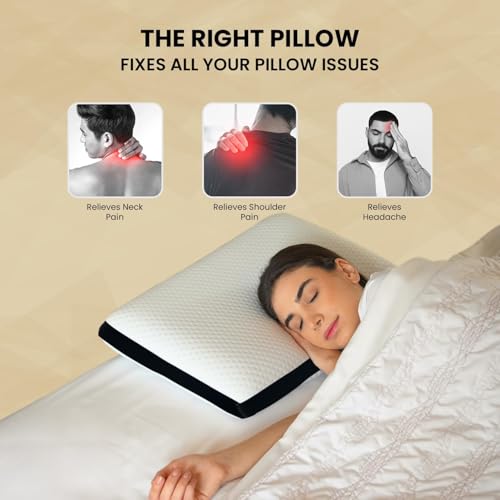 Sleepsia Orthopedic Cooling Gel Memory Foam Pillow | 1 Year Warranty | Cervical Pillows for Spondylitis Neck and Shoulder Pain Relief Support Bed Sleeping (Standard,Black Stripes) - Image 4
