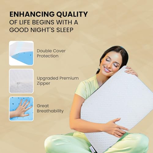 Sleepsia Orthopedic Cooling Gel Memory Foam Pillow | 1 Year Warranty | Cervical Pillows for Spondylitis Neck and Shoulder Pain Relief Support Bed Sleeping (Standard,Black Stripes) - Image 5