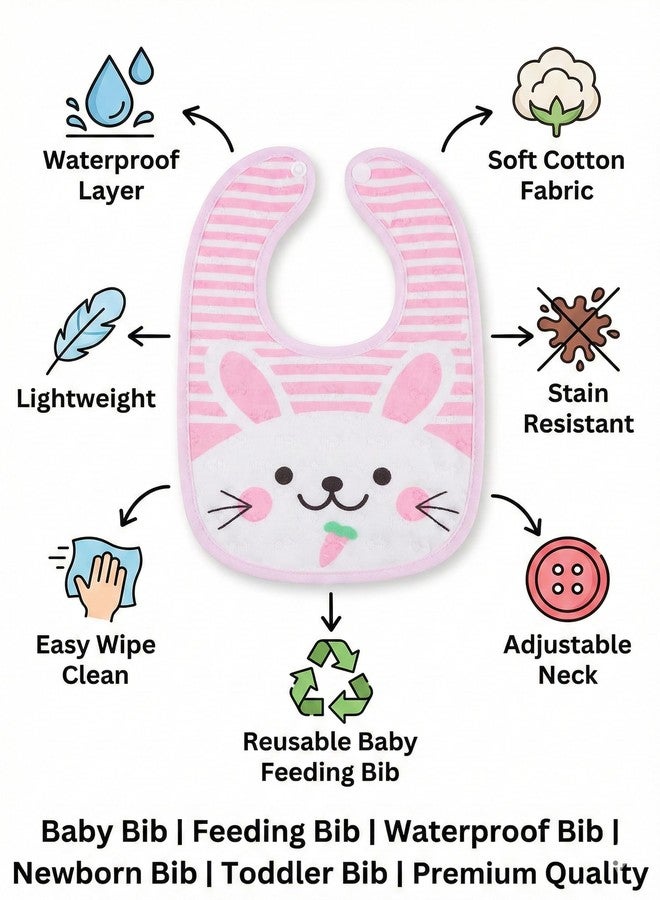 NVS KIDS Baby Bibs with Cute Animal Designs, Soft Cotton Feeding Bibs, Bear, Striped Pattern, 3 Pack - Image 2