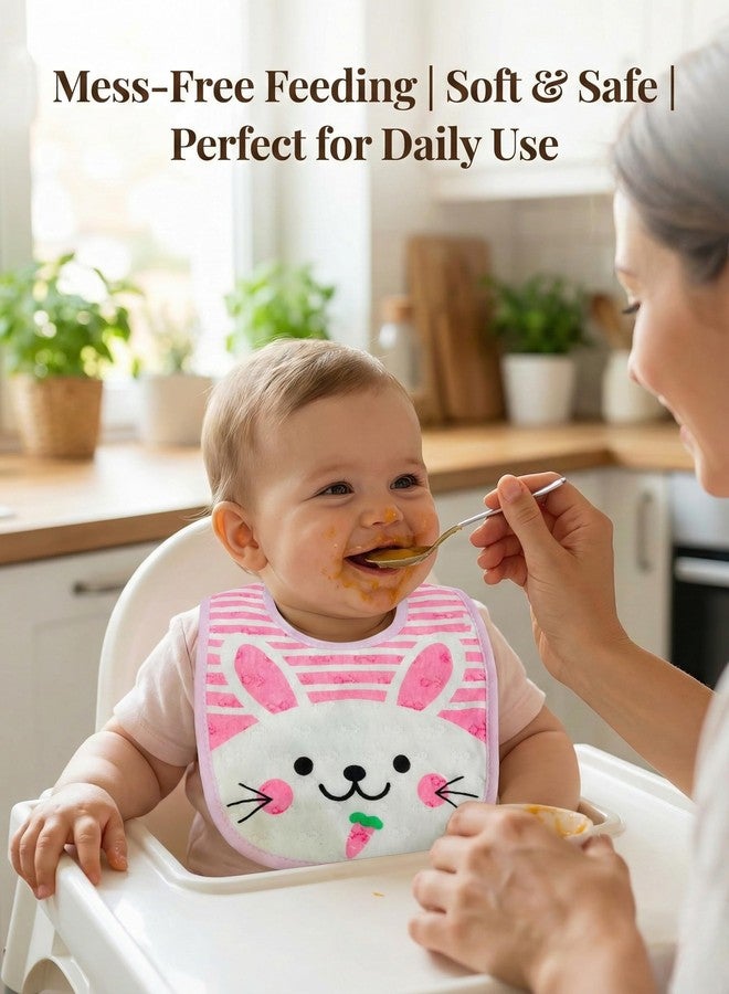 NVS KIDS Baby Bibs with Cute Animal Designs, Soft Cotton Feeding Bibs, Bear, Striped Pattern, 3 Pack - Image 4
