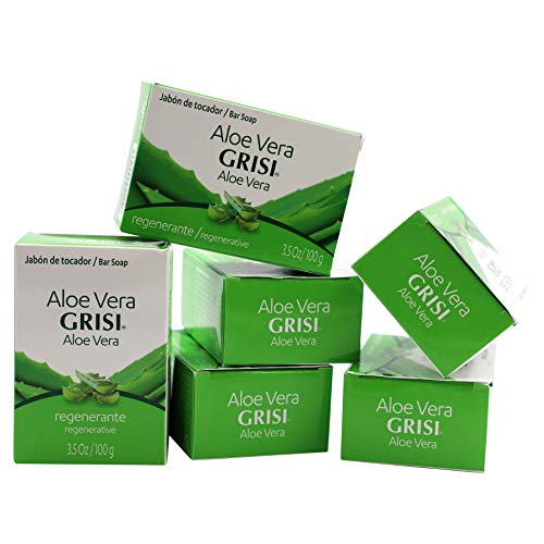 Grisi Aloe Vera Soap, Cleansing Soap with Aloe Vera, Soothing and Refreshing your Skin, 6-Pack of 3.5 Oz each, 6 Bar Soaps - Image 1