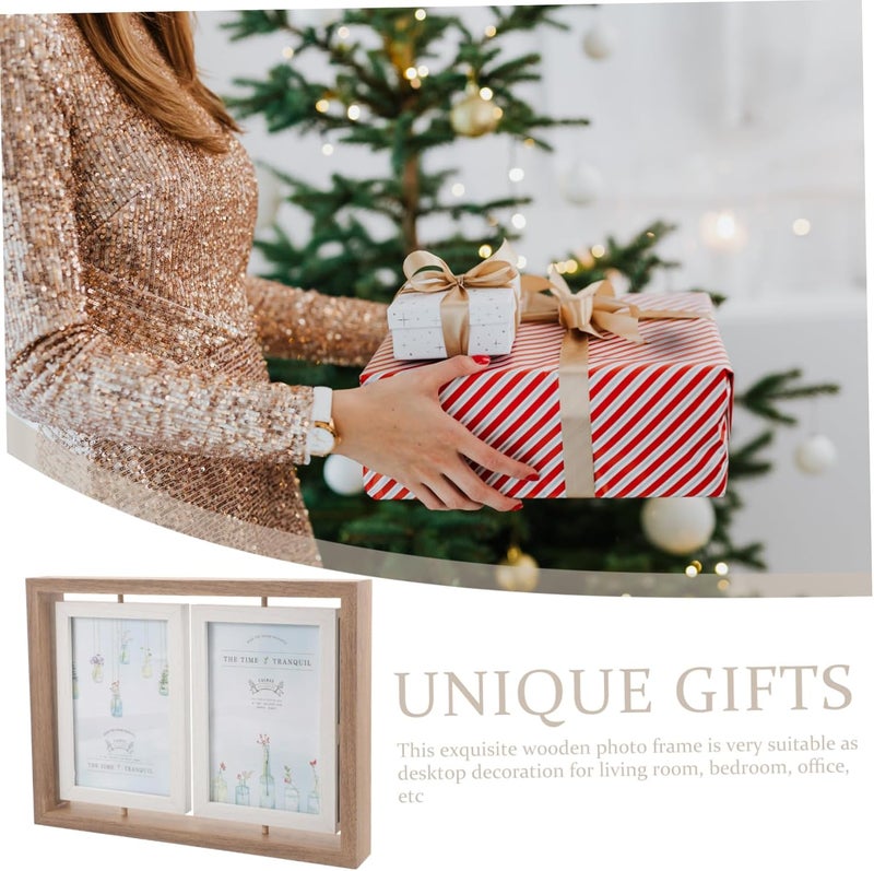 Rotating Double Sided Photo Frame Elegant Art Picture Holder with Rotation for Home Office Decor and Precious Memories Display - Image 3