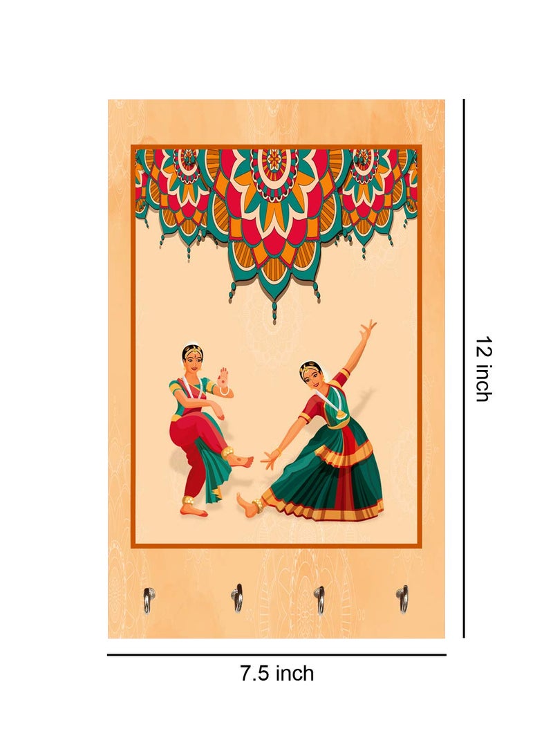 999STORE wall hangers decorative holder wall mount hanger organizer Indian Dancing Lady key stand for wall (MDF_7.5X12 Inch_Multi) KeyholderP049 - Image 4
