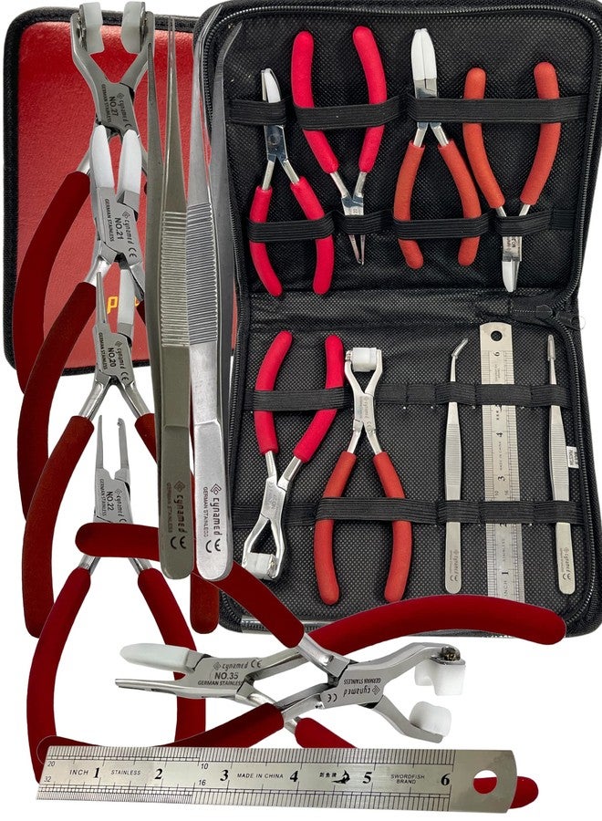 artlab Professional German Set of 9-Eyeglass Optical Optician Tools - Bent Nose Rimless Set - Adjusting Eyeglass Arms Frame Plier Set - Image 2