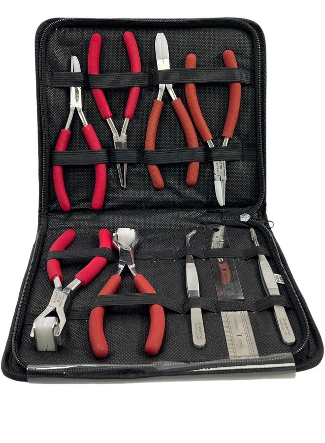artlab Professional German Set of 9-Eyeglass Optical Optician Tools - Bent Nose Rimless Set - Adjusting Eyeglass Arms Frame Plier Set - Image 4