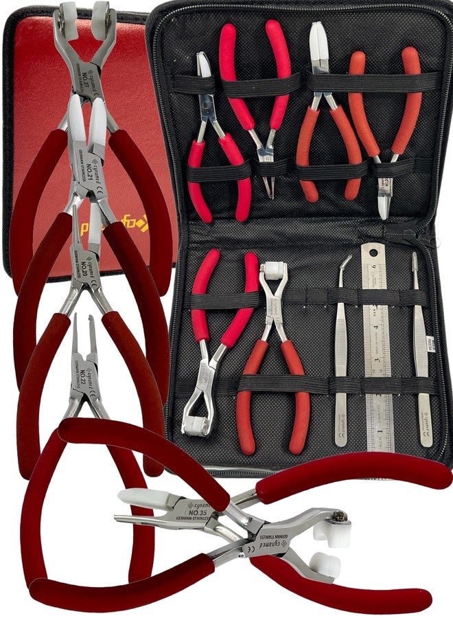 artlab Professional German Set of 9-Eyeglass Optical Optician Tools - Bent Nose Rimless Set - Adjusting Eyeglass Arms Frame Plier Set - Image 1