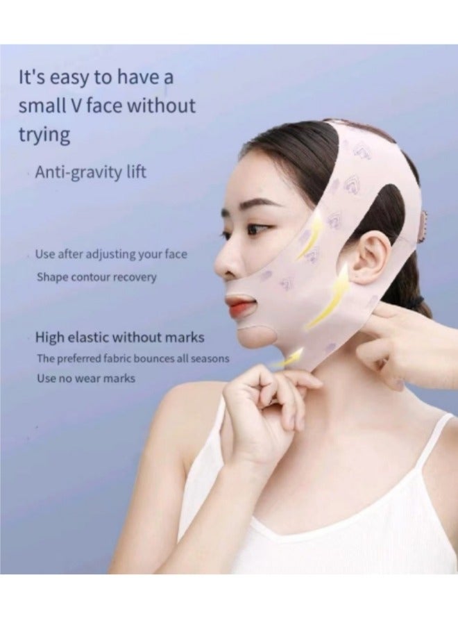 حزام تنحيف الوجه، يقلل الذقن المزدوج، حزام رفع الخد على شكل حرف V خالٍ من الألم، حزام تشكيل الوجه، لمكافحة التجاعيد الناتجة عن الشيخوخة، تقليل الذقن المزدوجة، مضاد للشخير (وردي) - Image 3