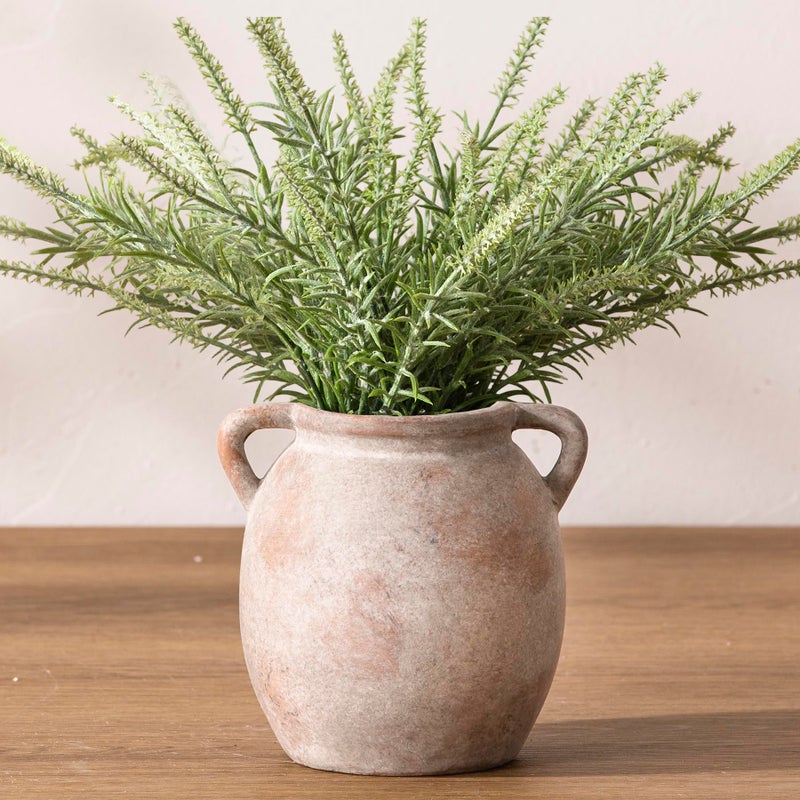 Dobbyby Ceramic Flower Small Vase 6 inch Farmhouse Rustic Vase Decorative Pottery Terracotta Vases for Home Decor Table Mantle Fireplace Living Room Bathroom Wedding Centerpiece - Image 1