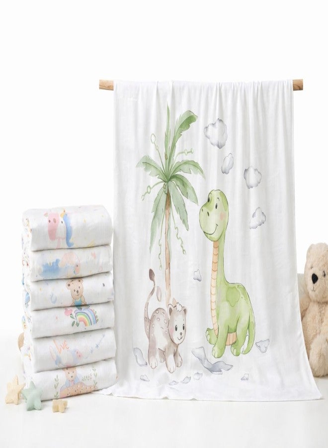 TEDDYIFY Baby Bamboo Shawl | 100% Bamboo | Super Soft Newborn Wrap | Hypoallergenic & Breathable | 110 x 110 cm | Safe for Sensitive Skin | Cute Cartoon Prints | White (Random Print) - Image 1