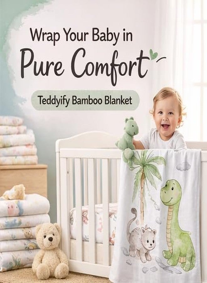 TEDDYIFY Baby Bamboo Shawl | 100% Bamboo | Super Soft Newborn Wrap | Hypoallergenic & Breathable | 110 x 110 cm | Safe for Sensitive Skin | Cute Cartoon Prints | White (Random Print) - Image 2
