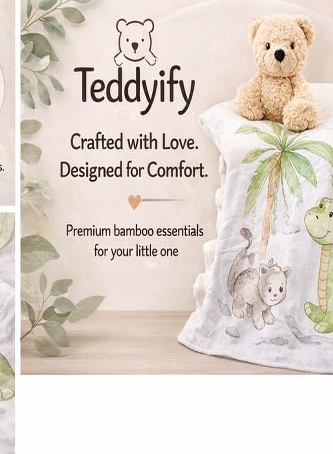 TEDDYIFY Baby Bamboo Shawl | 100% Bamboo | Super Soft Newborn Wrap | Hypoallergenic & Breathable | 110 x 110 cm | Safe for Sensitive Skin | Cute Cartoon Prints | White (Random Print) - Image 4