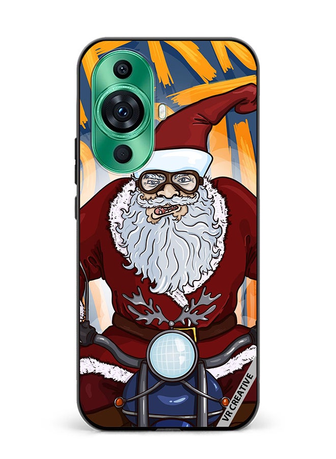 VR CREATIVE Protective Case Cover For Huawei nova 11 Ultra Cartoon Christmas Postcard Santa Claus On Motorcycle Design Multicolour - Image 1