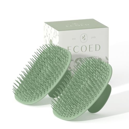 Ecoed 2 PC Scalp Massager Shampoo Brush Scalp Scrubber Exfoliator for Dandruff Removal Wet Dry and Detangler for Men and Women Suitable for Short Medium Hair Green