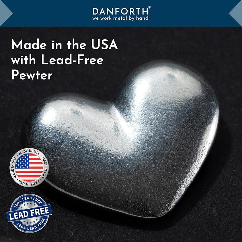 Danforth - Heart Palm Stone — Inspirational Pocket Charm — Smooth Metal Worry Stone — Heart Shaped Rocks — I Love You Valentine — Handcasted Pewter — Made In USA (1 ½”), Pewter - Image 5